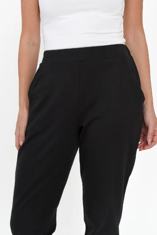 Lindsay Black Cotton Jogger Pants