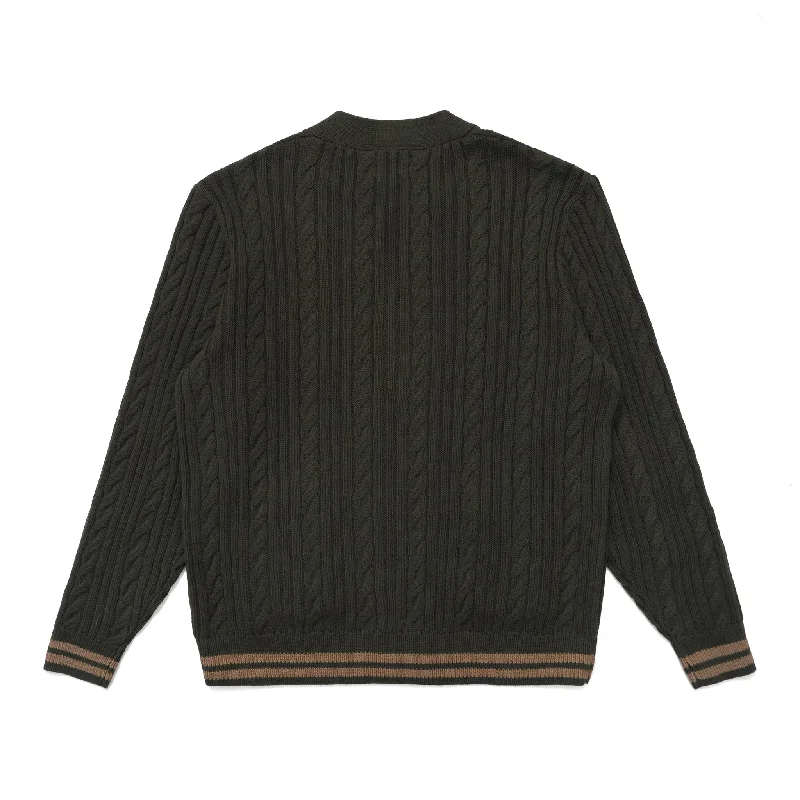 MALBON X BUDWEISER PLAYERS CABLE KNIT CARDIGAN