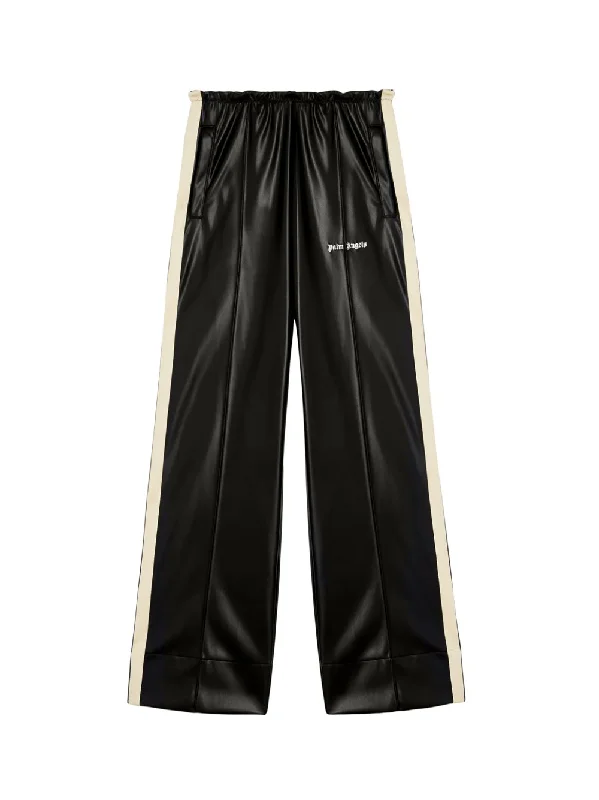 Leather Effect Track Loose Pants