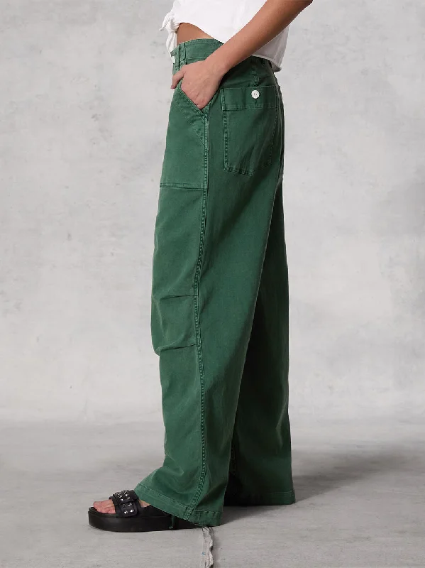 Savannah Cotton Twill Pant (Emerald Green)