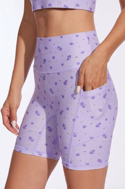 Romantic Purple Rose High-waisted Shorts