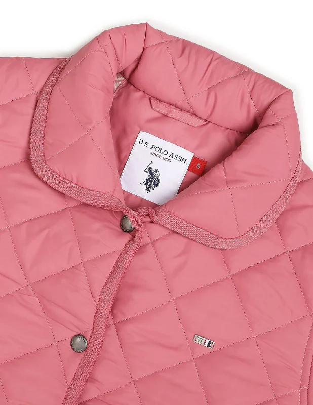 Snap Button Closure Solid Padded Jacket