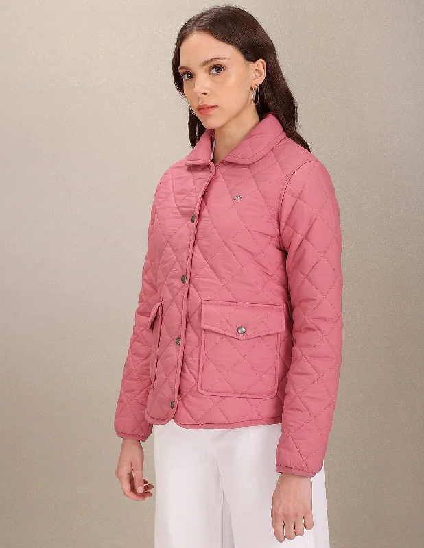 Snap Button Closure Solid Padded Jacket