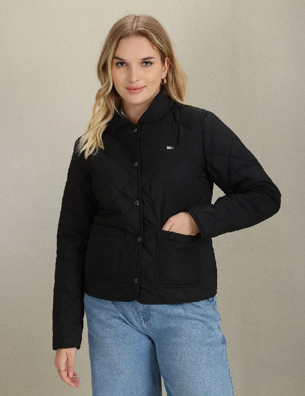 Spread Collar Quilted Jacket