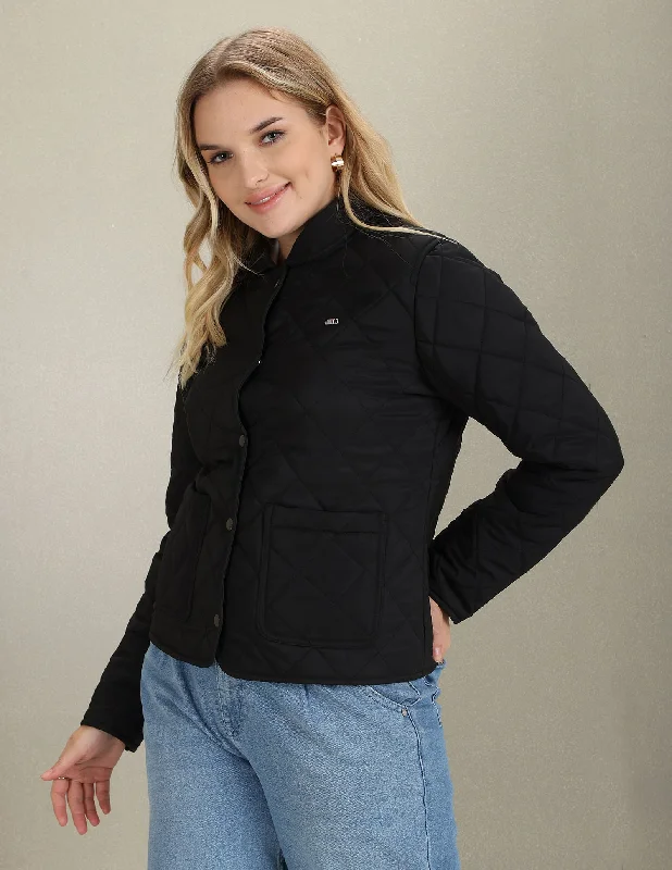 Spread Collar Quilted Jacket