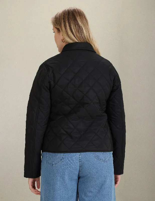 Spread Collar Quilted Jacket