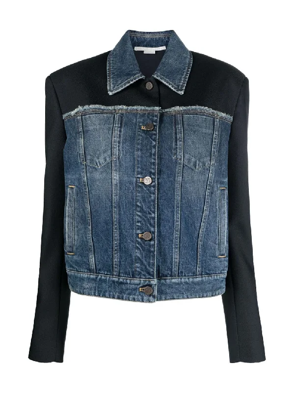 Paneled Blue Denim And Twill Jacket