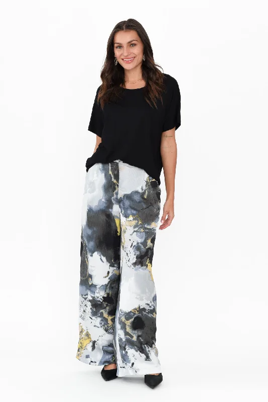 Transfixed Black Marble Wide Leg Pants