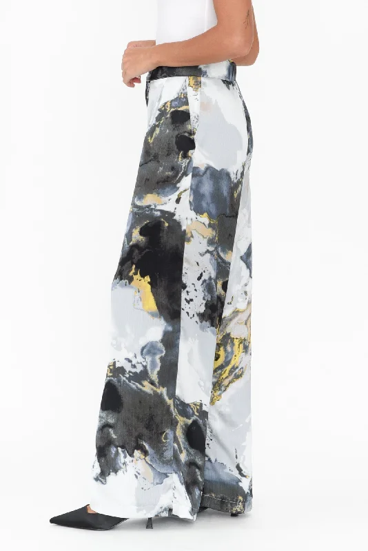 Transfixed Black Marble Wide Leg Pants