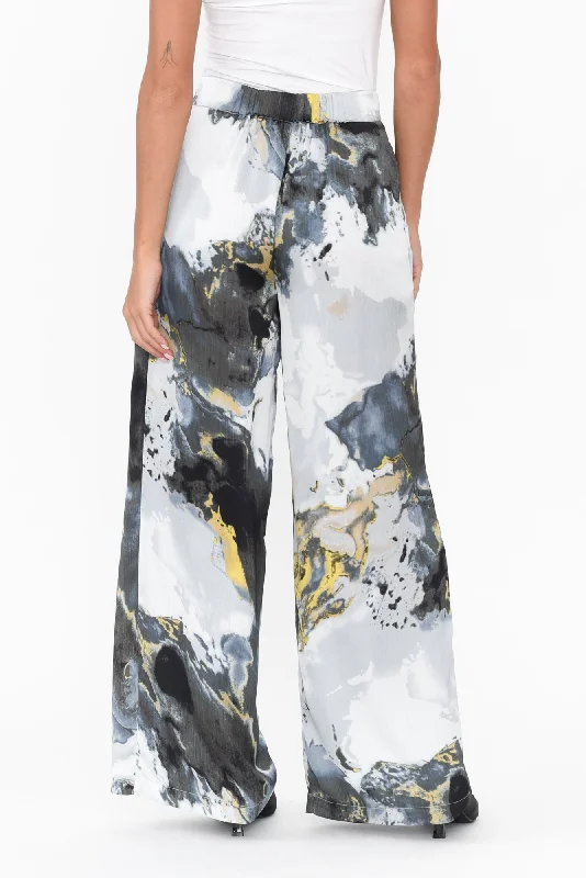 Transfixed Black Marble Wide Leg Pants