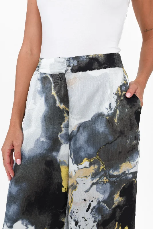 Transfixed Black Marble Wide Leg Pants