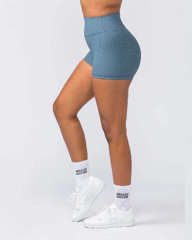 Zero Rise Rib Booty Shorts - Tidepool