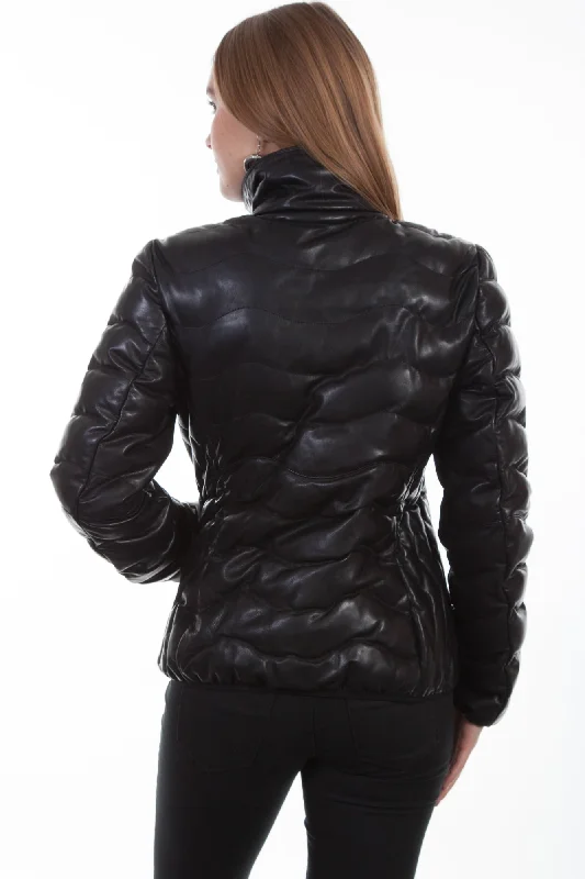 Scully Womens Black Leather Puffer Jacket