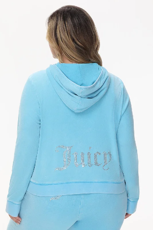 Plus-Size Big Bling Towel Terry Zip Hoodie