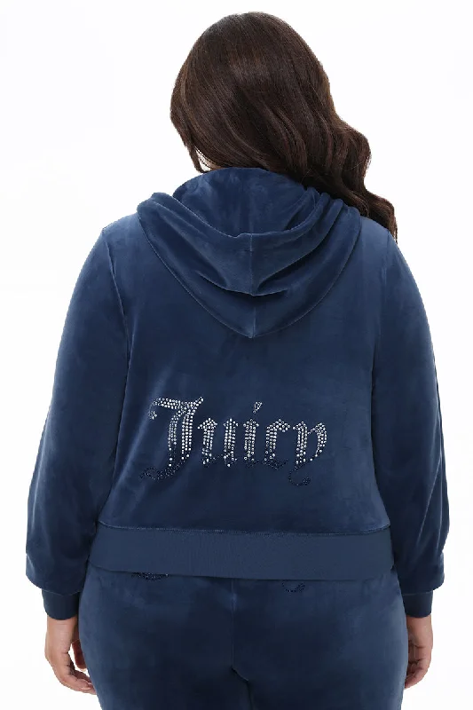 Plus-Size Ombre Big Bling Velour Hoodie