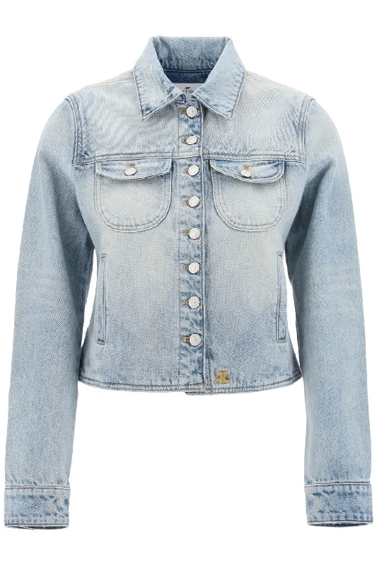 Courreges denim trucker jacket for 124DBL154DE0016 LIGHT BLUE WASH