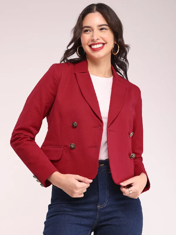 Double Breasted Short Jacket - Red