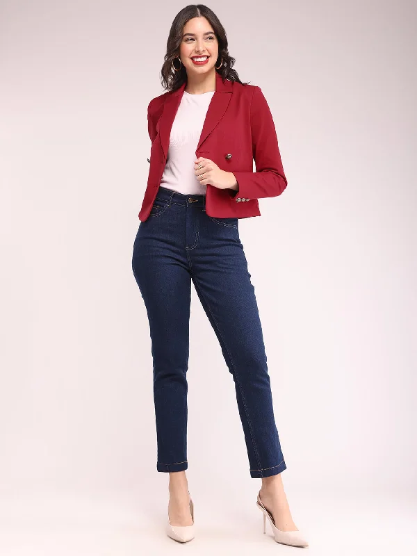 Double Breasted Short Jacket - Red