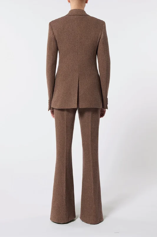 Leiva Blazer in Chocolate Multi Cashmere Virgin Wool Herringbone