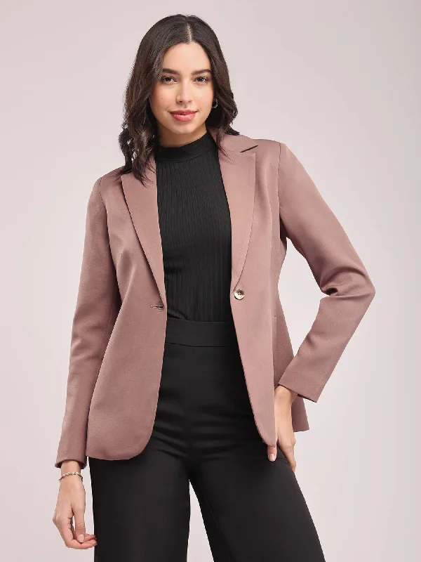 Single Breasted Blazer - Brown