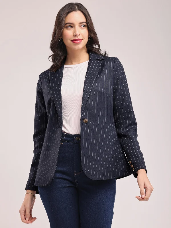 Single Breasted Blazer - Navy Blue