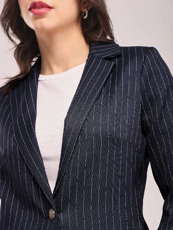 Single Breasted Blazer - Navy Blue