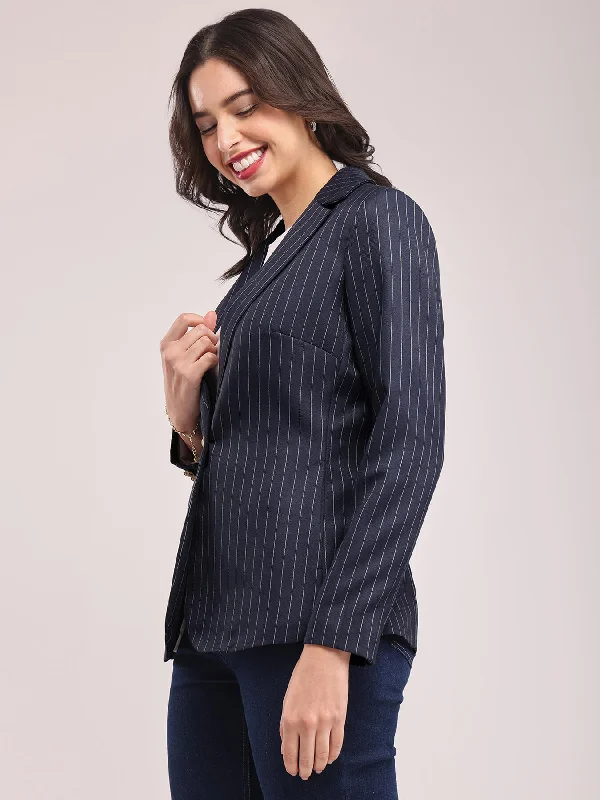 Single Breasted Blazer - Navy Blue