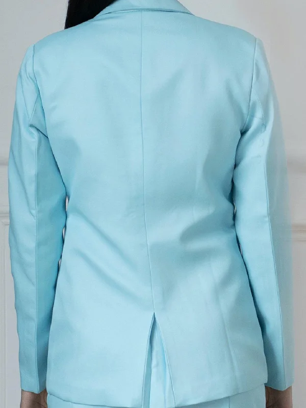 Slim Fit Poly Viscose Blazer - Sky Blue