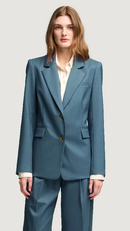 Two-Button Blazer in Seasonless Wool | Stone Blue