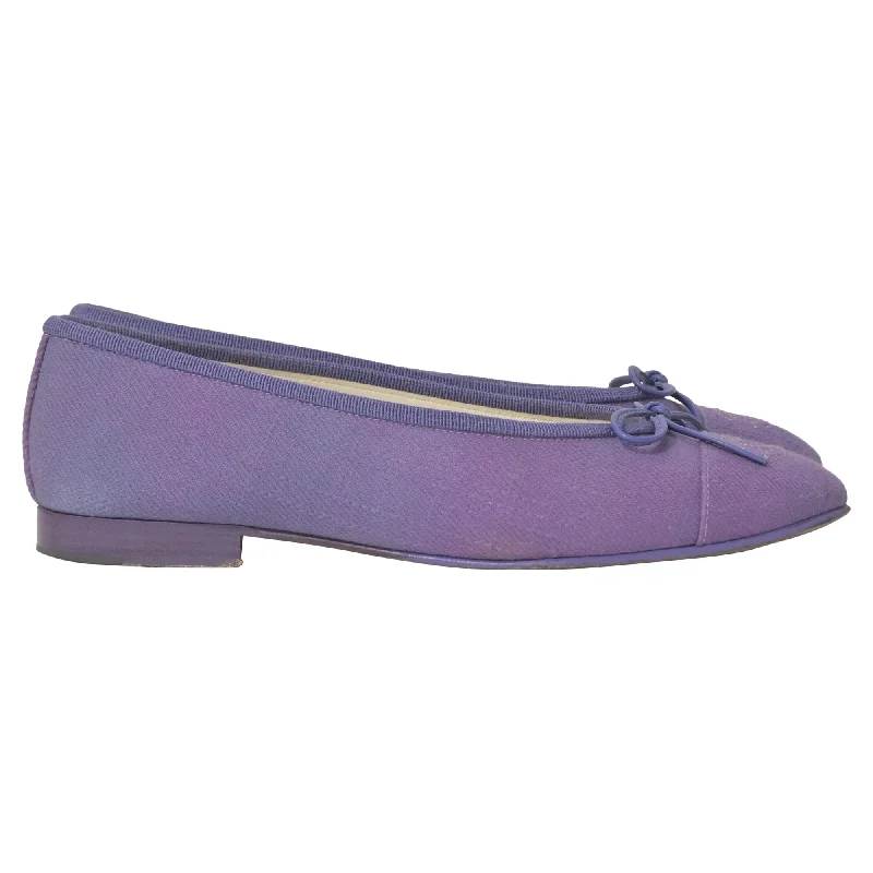 Chanel Classic CC Ballet Flats in Purple Canvas