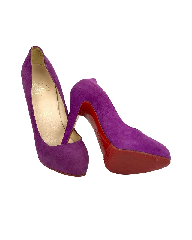 CHRISTIAN LOUBOUTIN Suede Purple Pumps Heels SZ 37 / Us 7 100% AUTHENTIC Pre owned