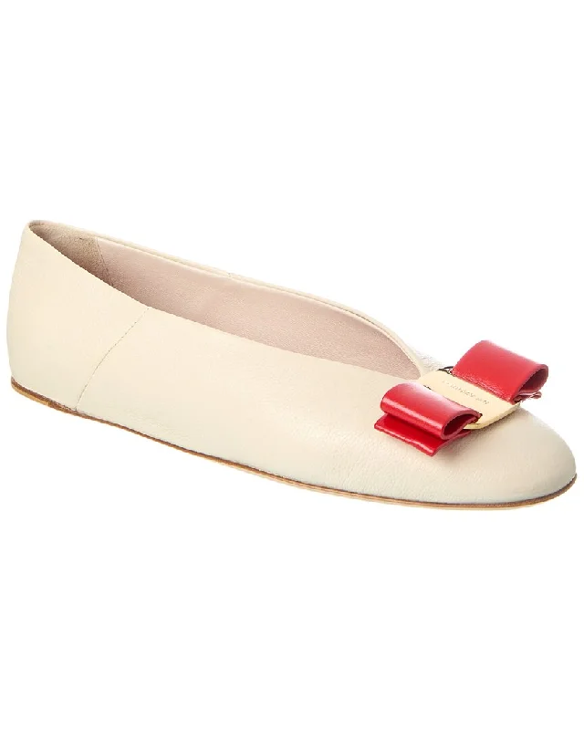 Ferragamo Vara Bow Leather Ballet Flat