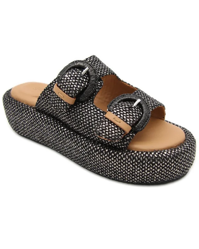 Gentle Souls Theresa Leather & Raffia Flat