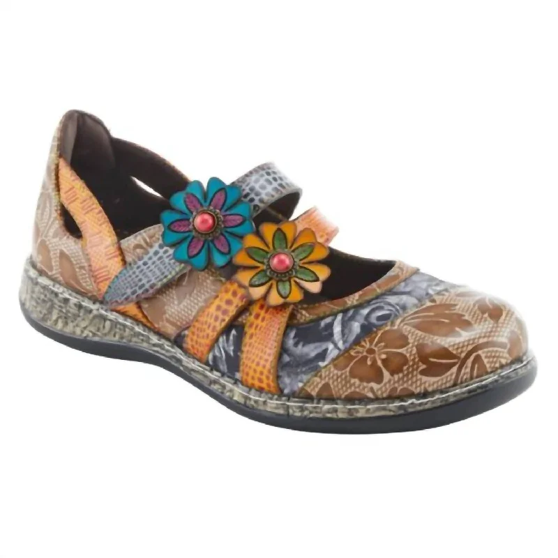 Hokey Pokey Mary Jane Shoes In Taupe Multi