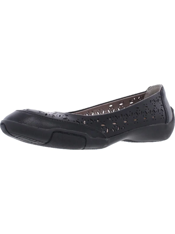 Jordan Womens Faux Leather Slip On Ballet Flats