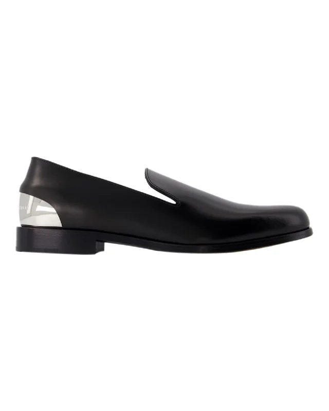 Metal Heel Loafers - Alexander McQueen - Leather - Black/Silver