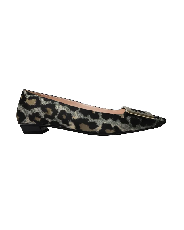 Roger Vivier Belle Vivier Trompette Ballet Flats in Leopard Print Cotton