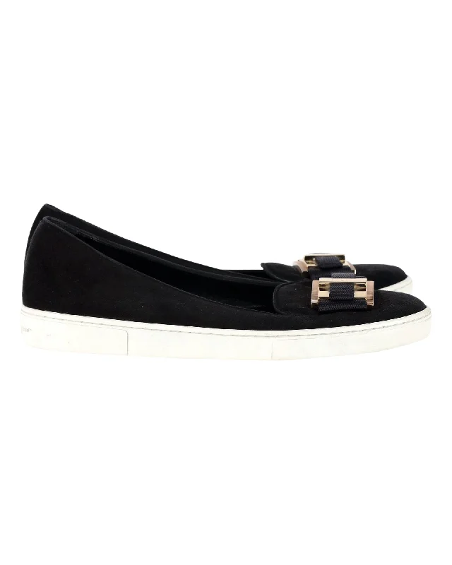 Salvatore Ferragamo Pelagie Flats in Black Suede