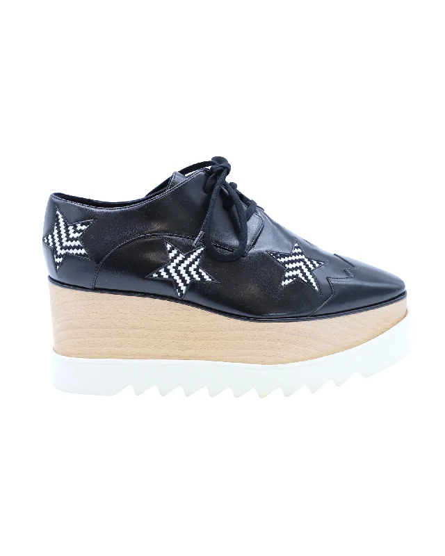 Stella McCartney Elyse Star Platform Lace Up Derby in Black Leather