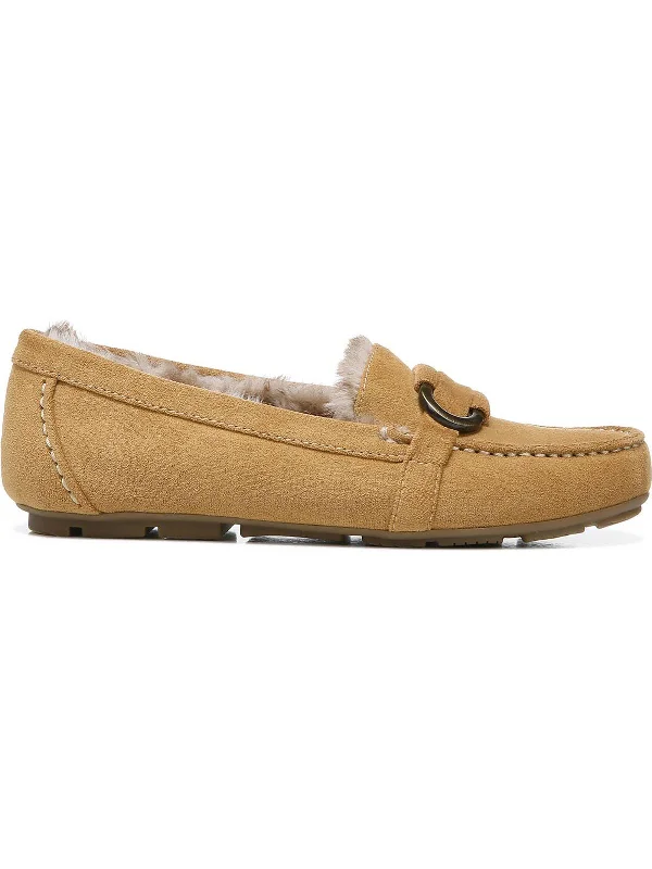 Swiftly Womens Faux Suede Faux Fur Lined Moccasins