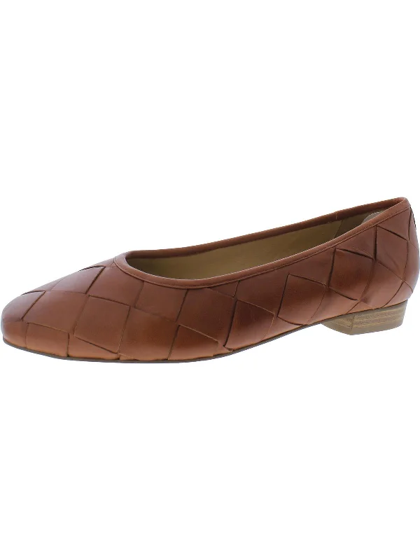 Womens Leather Round Toe Flat Shoes